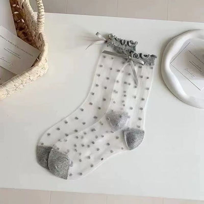 🧦  Official Store – Ice Silk Breathable Socks with Polka Dot Design