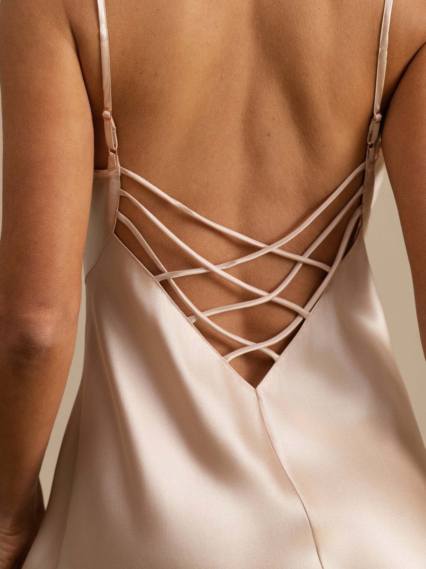 Pure silk slip dress with a crossover back