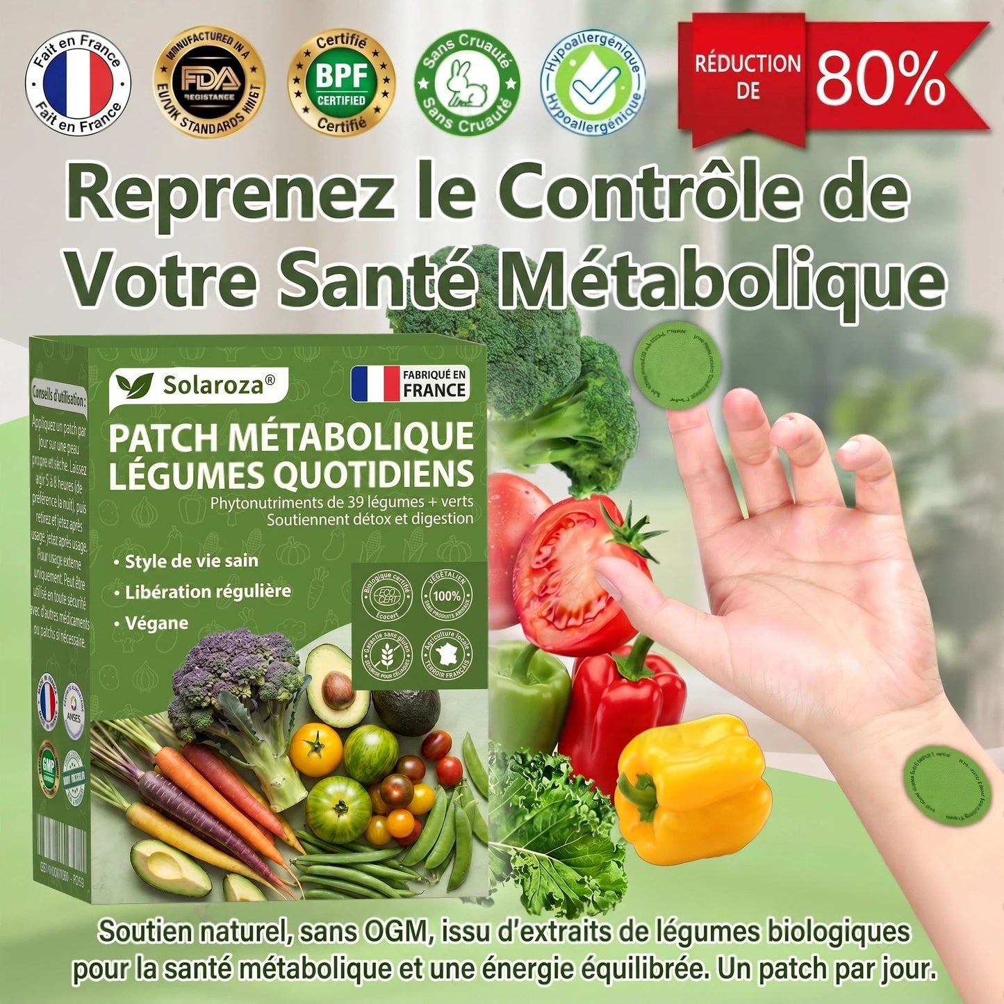 🥦Solaroza® | Patchs Métabolisme Bio-Nutriments – Complexe 39 Légumes & Super-aliments