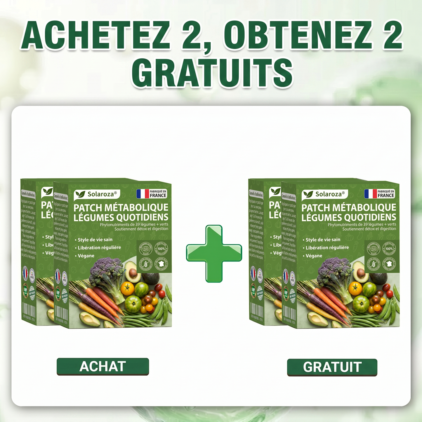 🥦Solaroza® | Patchs Métabolisme Bio-Nutriments – Complexe 39 Légumes & Super-aliments