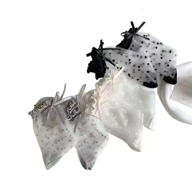 🧦  Official Store – Ice Silk Breathable Socks with Polka Dot Design