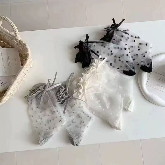 🧦  Official Store – Ice Silk Breathable Socks with Polka Dot Design